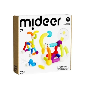 Магнітний конструктор Mideer Rainbow Magnetic Stick 26 деталей — веселкові магнітні палички з гнучкими поп-трубками ( MD2350 )