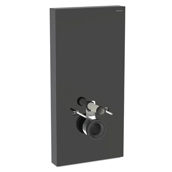 Инсталляция для подвесного унитаза H101, подключение снизу GEBERIT MONOLITH 131.021.SJ.6, чёрное стекло/алюминий чёрный хром