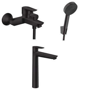Набор смесителей для ванны (71716670+71740670+24301670) HANSGROHE TALIS E 71740670U, чёрный матовый