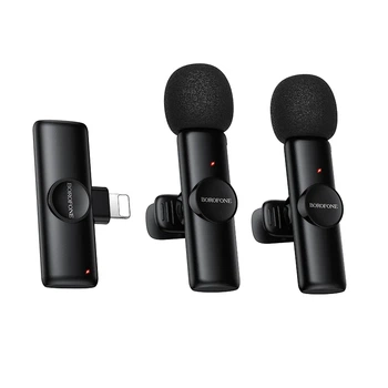 Беспроводная микрофонная система BOROFONE BFK16A dual-mic Lightning черная ABS-пластик
