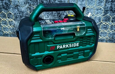Автомобільний компресор Parkside 20В з функцією насоса 380 л хв 10 3 бар з акумулятором 2 А год та світлодіодним освітленням для швидкого накачування шин матраців м'ячів та надувних човнів
