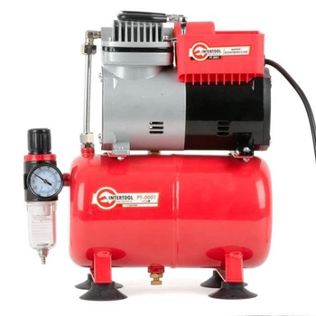 Компресор поршневий Intertool 300 Вт 45 л хв безмасляний з ресивером 3 л для шиномонтажу та аерографії з автоматичним захистом та регулятором