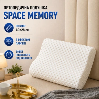 Ортопедична цервікальна анатомічна подушка з ефектом пам'яті Space Memory повільне відновлення 40×28 см