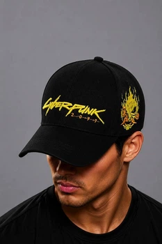 Молодіжна кепка з вишивкою Кіберпанк (Cyberpunk) One-size 56-59 см Чорний
