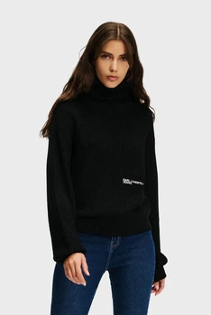 Жіночий чорний вовняний светр oversized rollneck Karl Lagerfeld Jeans L 246J2003