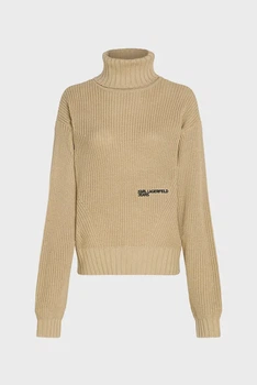 Жіночий бежевий вовняний светр oversized rollneck Karl Lagerfeld Jeans XL 246J2003