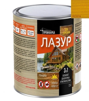 Лазур для деревини ПРОМФАРБА жовта 2.5л