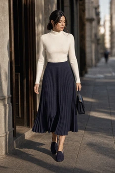 Спідниця жіноча плісе розкльошена міді з тіару Seventeen PreFall 26 темно-синя S-M 2512.6812