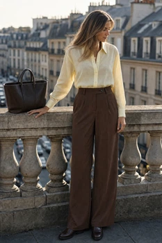 Сорочка жіноча вільна з приспущеним плечем і високим манжетом Seventeen PreFall 26 світло-жовта XXL-3XL 2486.6816