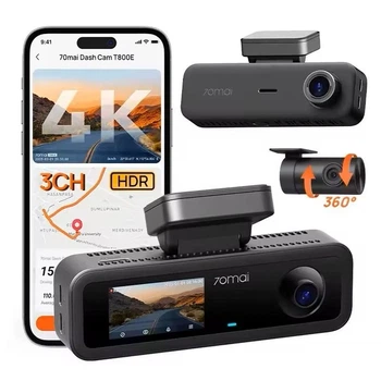 Трехкамерный автомобильный видеорегистратор Xiaomi 70mai Dash Cam 4K T800E HDR SET