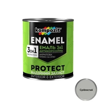 Емаль антикорозійна Kompozit PROTECT 3в1 срібляста 2,4кг
