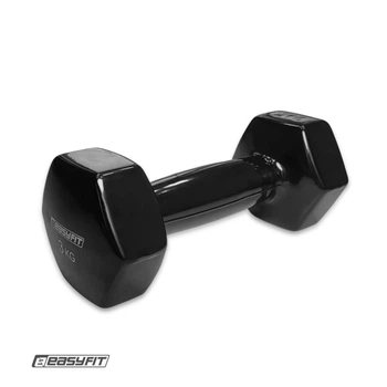 Гантель EasyFit 3 кг 1 шт с виниловым покрытием черная цельная литая неразборная для фитнеса (SC3-0BK)