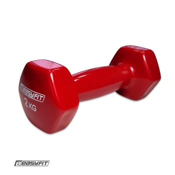 Гантель EasyFit 2 кг 1 шт з вініловим покриттям червона цільнолита нерозбірна для фітнесу (WLSGD2R)