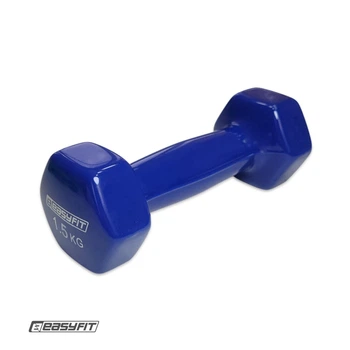 Гантель EasyFit 1.5 кг 1 шт с виниловым покрытием синяя цельная литая неразборная для фитнеса (WLS15BL)