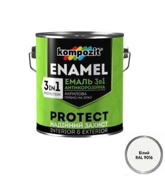 Емаль антикорозійна Kompozit PROTECT 3в1 біла 10кг