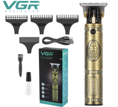 Триммер для бороды и стрижки VGR V-085 Аккумуляторный Металлический (Аккумуляторный окантовочный триммер с Т-образным лезвием, 1500 мАч, до 300 мин работы)