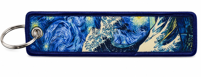 Брелок JDM Great Wave для ключей с кольцом, вышивка, 14.5×3.5 см