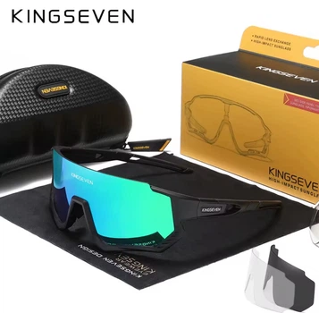Протиударні велосипедні поляризаційні сонцезахисні окуляри KINGSEVEN LS910 Black-Green