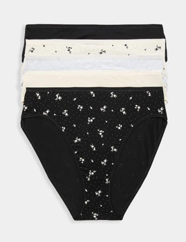 Набор женских трусиков из модала Marks&Spencer High legs 14(42) 5 шт white flower 0255