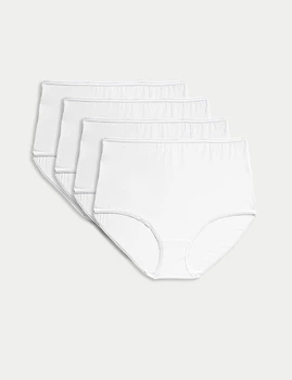 Набор хлопковых трусиков Marks&Spencer высокая посадка Full briefs 8(36) 4 шт white 0264
