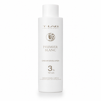 Крем-проявник для волосся T-LAB Professional Premier Blanc Cream Developer 3% 10 vol. з кератином, протеїнами шовку та екстрактом французької троянди 150 мл