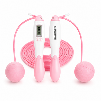 Скакалка скоростная для похудения (беспроводная) EasyFit TwinRope EF-1909-WP (с счетчиком) 2,8 м Белый-розовый