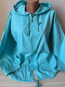 Ветровка женская с капюшоном на молнии SAINT VISH весна осень размер 56-58 (2XL) бирюзовая -