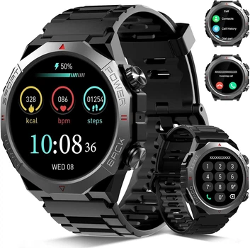 Смарт-часы Qecnato Military 1.39" HD с Bluetooth-звонками, 110+ спортивными режимами и IP68 черный