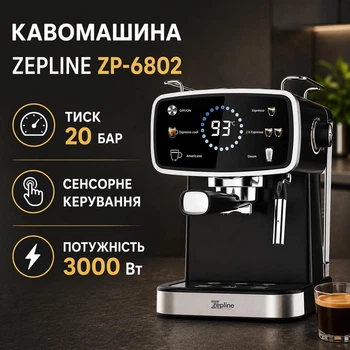 Кавомашина ріжкова Zepline ZP-6802 Чорна