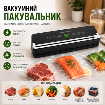 Вакуумный упаковщик для продуктов Sealing Machine Бытовой вакууматор для еды 120 Вт Автоматическая машина для запайки пакетов