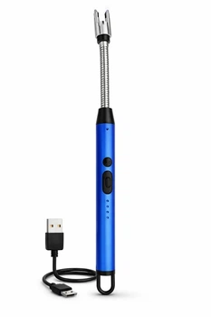 Плазмова запальничка акумуляторна для каміна та газової плити з USB Type-c зарядкою Синя