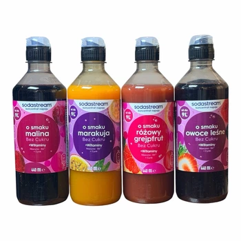 Набір фруктових сиропів Sodastream 4 штуки Malina, marakuja, grejpfrut,owoce lesne 440ml*4