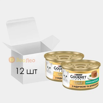 Влажный корм для кошек Gourmet Gold нежные биточки с индейкой и шпинатом, 12 шт. по 85 г