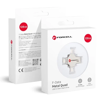 Флешка Forcell F-Data Metal Quad 128GB USB 3.2 Gen 1 Silver (5903396391859)