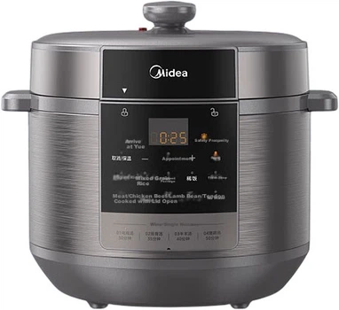 Електрична скороварка Midea, велика місткість 8 л, висока потужність 1200 Вт, 10 функцій, блокування меню, технологія приготування свіжих та ароматних страв, інтелектуальне резервування 24 години, MY-E8129 [Серія ZMD Safe]