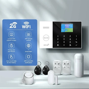 Охоронна сигналізація Tuya Smart Wi-Fi безпровідна – 99 зон, датчик руху + відкриття дверей/вікна, біла