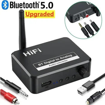 ЦАП конвертер аудио 2 в 1 Bluetooth 5.0 SPDIF Toslink в RCA 3.5 мм AUX Черный (BT-digital-to-analog)