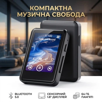MP3 плеер M900 64 ГБ с Bluetooth и сенсорным экраном динамиком радио диктофоном для музыки обучения аудиокниг Черный компактный мультимедийное устройство для ежедневного использования с большой памятью и автономной работой