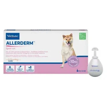 Краплі на холку для котів і собак вагою понад 10кг Virbac Allerderm Spot-on (лікування дерматитів) емульсія - 4мл піпеток - 6шт