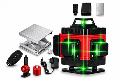 Лазерний рівень нівелір Laser Level 4D 2 акумулятори 16 ліній зелений промінь у кейсі червоний