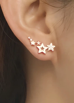 Серьги гвоздики женские скопления звездочек Fashion Jewelry Золотистые 22347