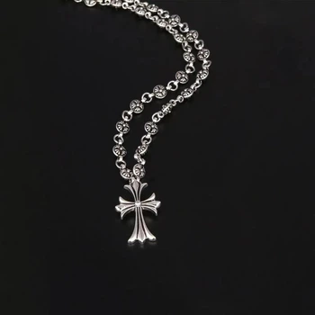 Кольє ланцюжок з підвіскою хрест Chrome Hearts style сріблястий вінтаж готика хіп-хоп Y2K гранж 70 см