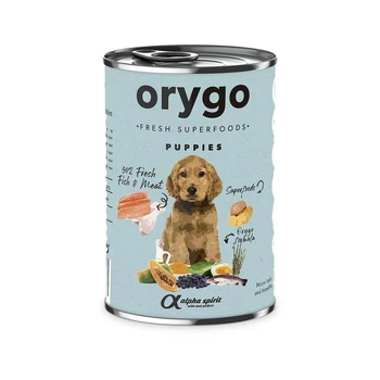 Вологий корм для цуценят всіх порід ORYGO Puppies з лососем та бататом 400 г