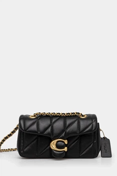 Кожаная сумка с логотипом Coach Tabby Shoulder Bag With Pillow Quilting Черный