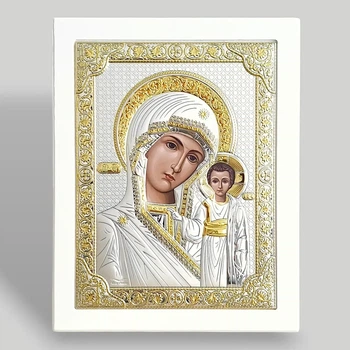 Икона серебряная 18.5 x 23.5 см. Богородица Казанская