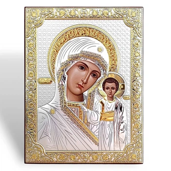 Икона серебряная 15 x 20 см Богородица Казанская. P-5/002G/K