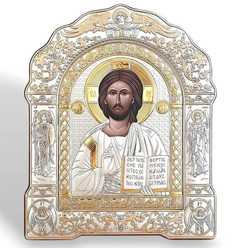 Ікона срібна 21,2 х 26.5 см, Спаситель. Арочної форми.