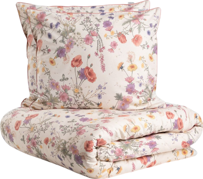 Komplet pościeli Homla Meadow Flowers bawełniany Poszwa na kołdrę 220 x 200 cm + 2 poszewki na poduszki 50 x 60 cm Kwiaty (5906496724824)