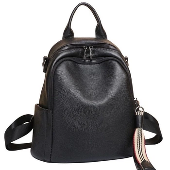 Кожаный женский городской рюкзак черный Olivia Leather 6711