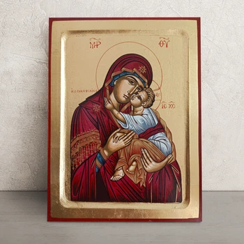 Писаная икона Божьей Матери Сладкое Лобзание (Гликофилуса) 23×28,5 см